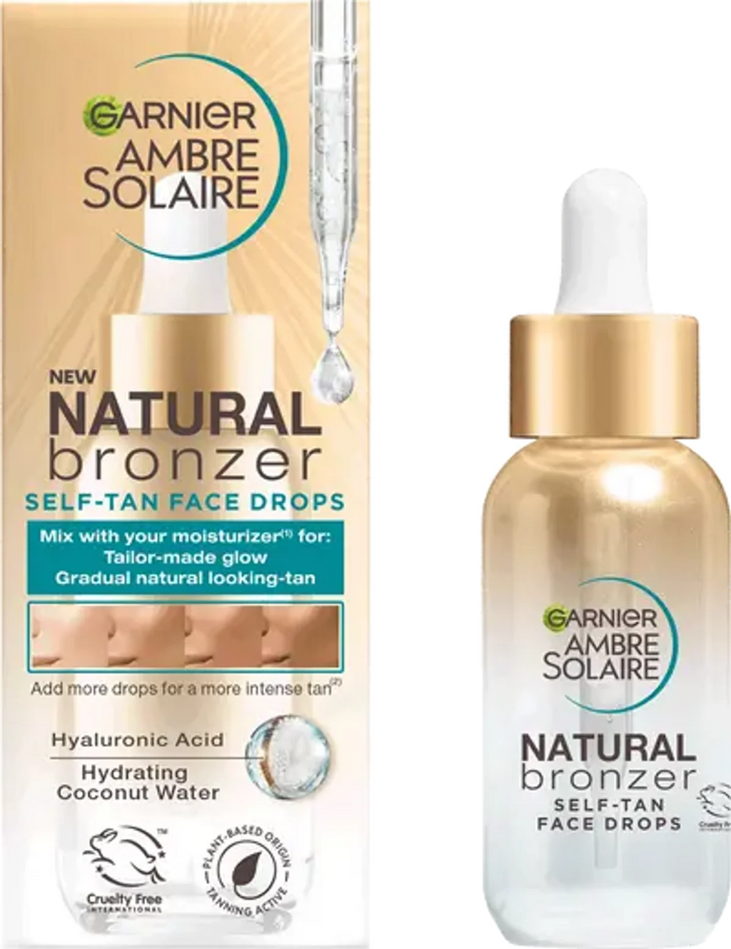 GARNIER Ambre Solaire Natural Bronzer Self Fake Tan Face Drops 30ml