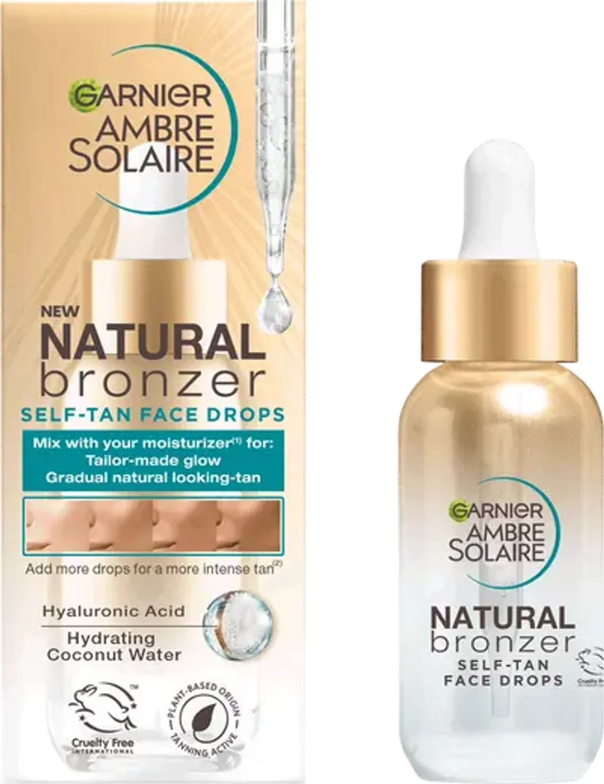 GARNIER Ambre Solaire Natural Bronzer Self Fake Tan Face Drops 30ml